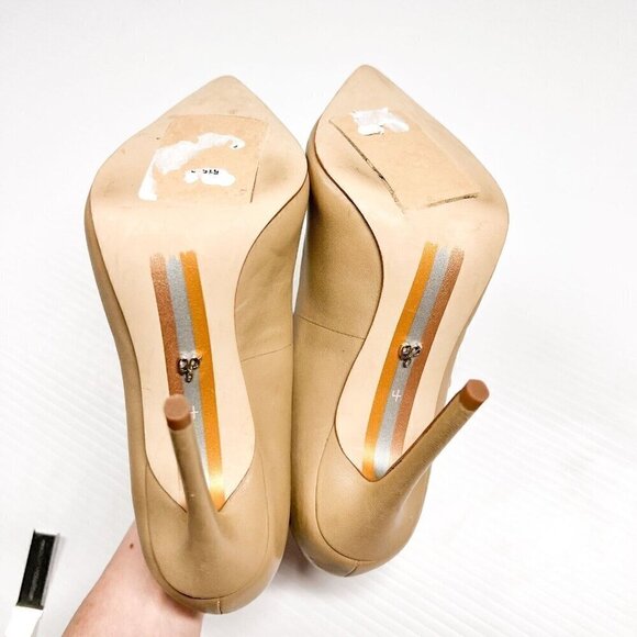 Sam Edelman Womens Pump Stiletto High Heels Solid Tan Leather Pointed Toe - Picture 11 of 14